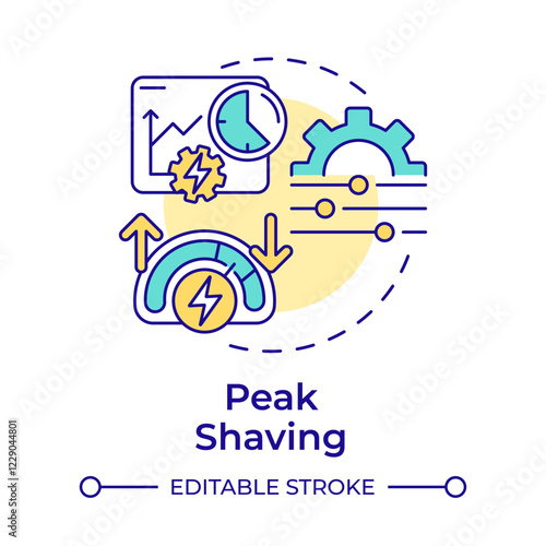 Peak shaving multi color concept icon. Consumption control. Real time monitoring, tracking. Round shape line illustration. Abstract idea. Graphic design. Easy to use in infographic, presentation