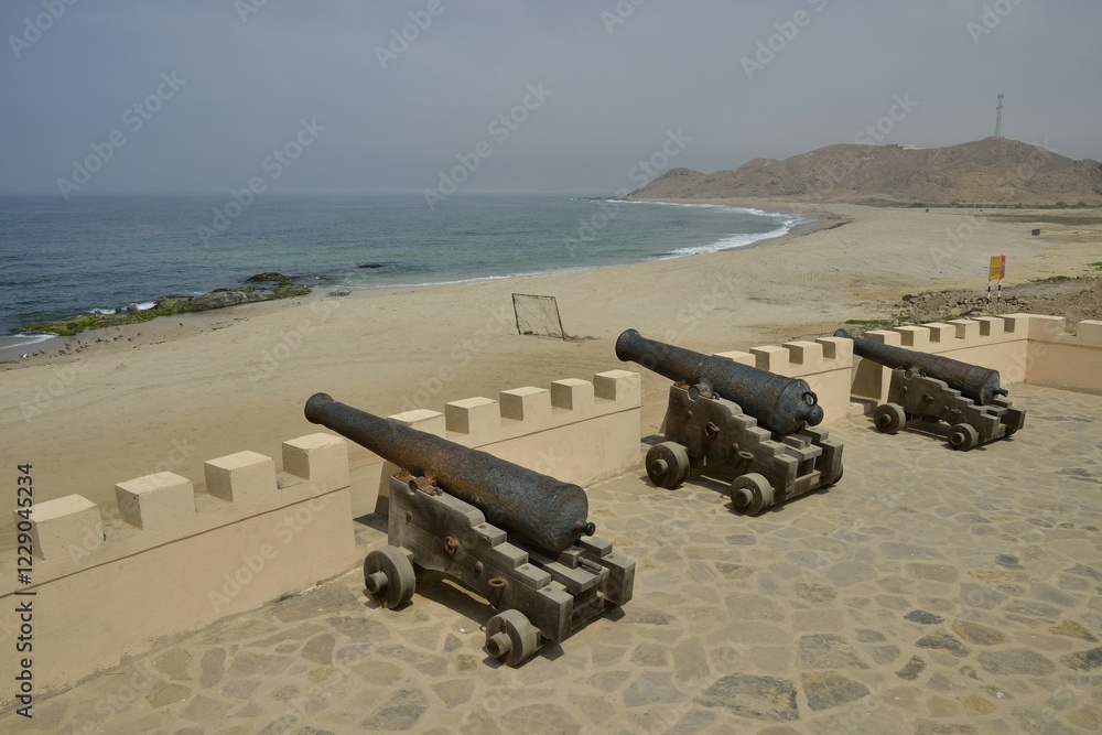 Cannons in front of the Fort of Mirbat, Dhofar Region, Orient, Oman, Asia Cannons in front of the Fort of Mirbat, Dhofar Region, Orient, Oman, Asia