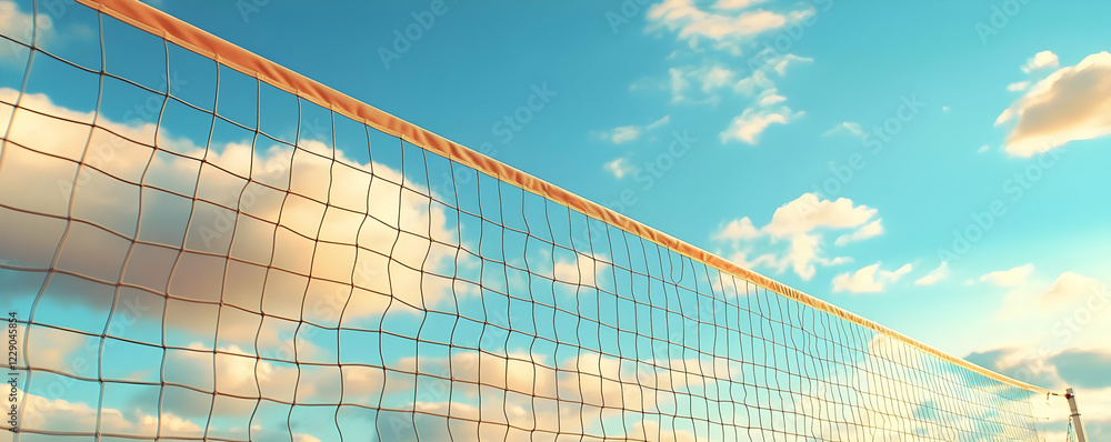 Beach volleyball net, sunny sky, clouds Beach volleyball net, sunny sky, clouds