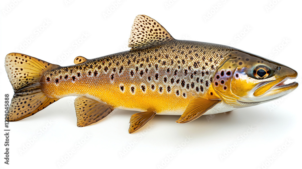 Brown trout showcasing vibrant colors and distinctive spots in a natural setting during daylight hours. Generative AI Brown trout showcasing vibrant colors and distinctive spots in a natural setting during daylight hours. Generative AI