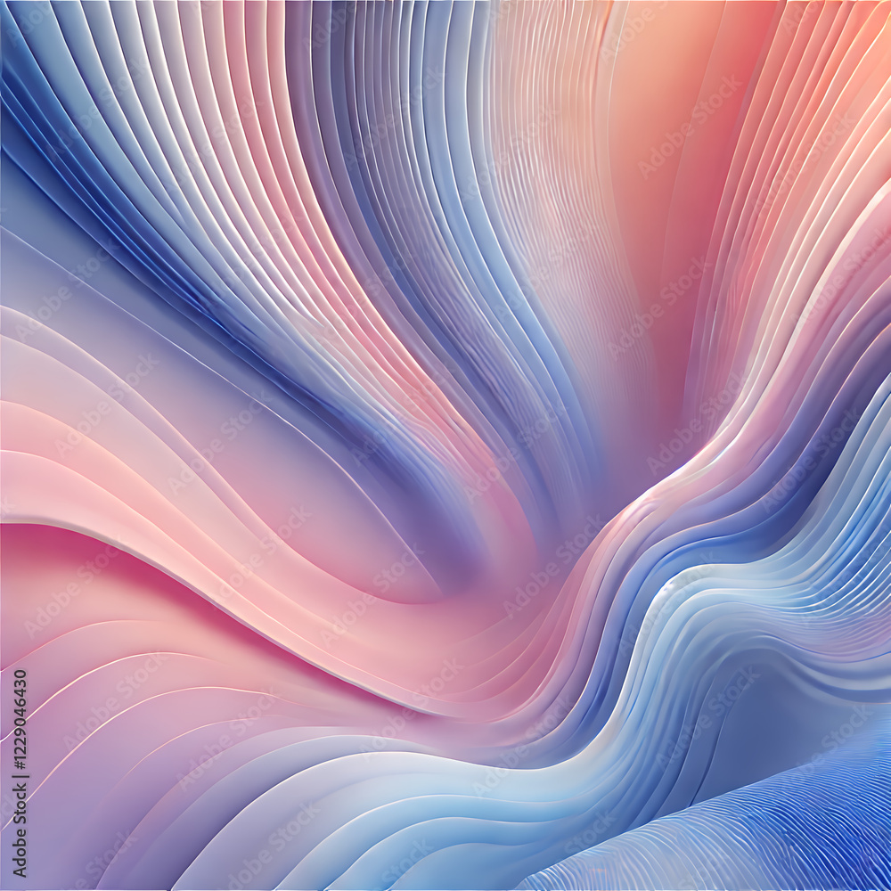 A dynamic 3D abstract background featuring flowing, calming rhythms in pastel colors. The composition has smooth, wavy shapes that seamlessly blend in A dynamic 3D abstract background featuring flowing, calming rhythms in pastel colors. The composition has smooth, wavy shapes that seamlessly blend in