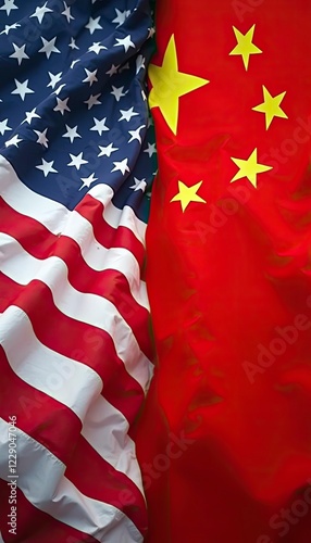 America and China Flag. trade war concept