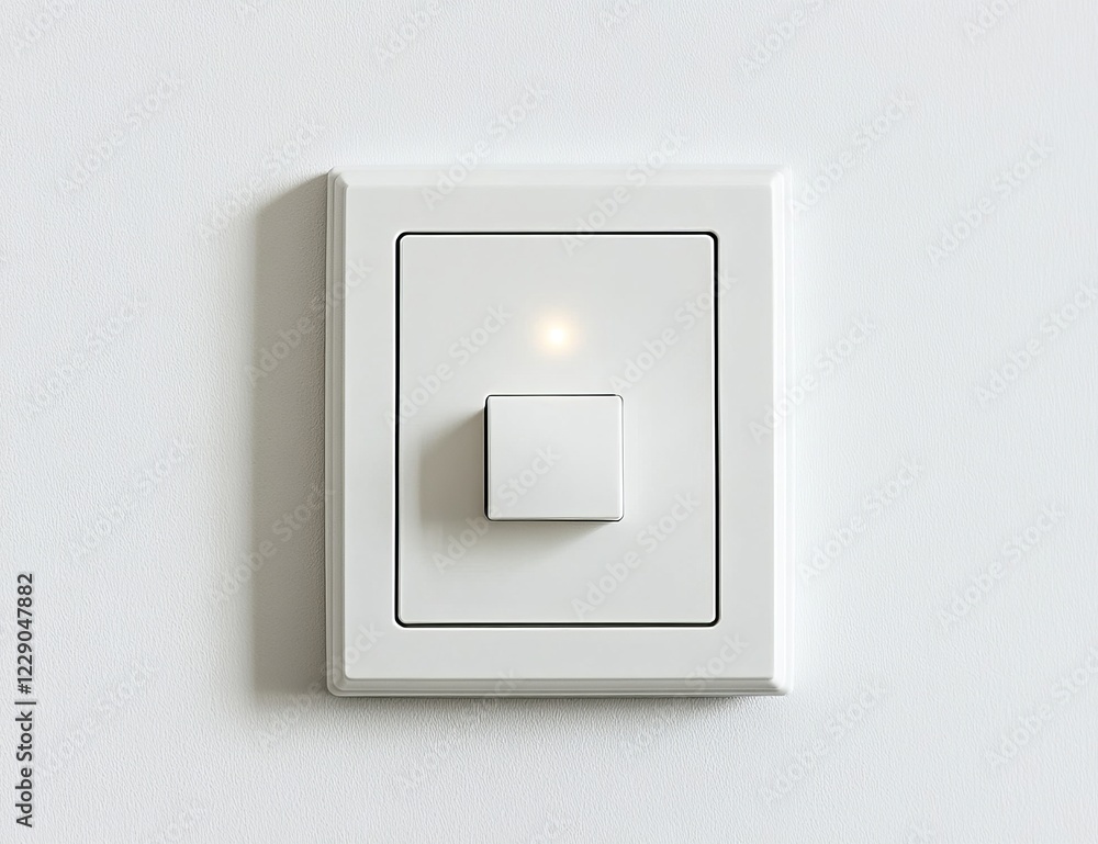 White light switch on a white wall. White light switch on a white wall.