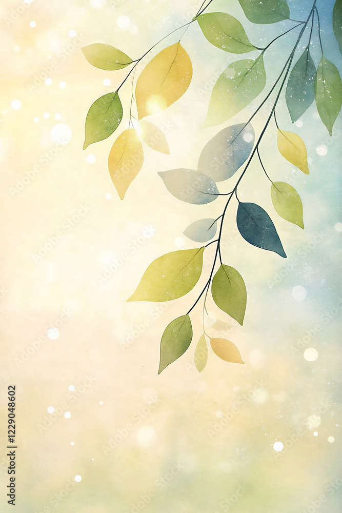 Fototapeta premium abstract leaf vine pattern watercolor texture