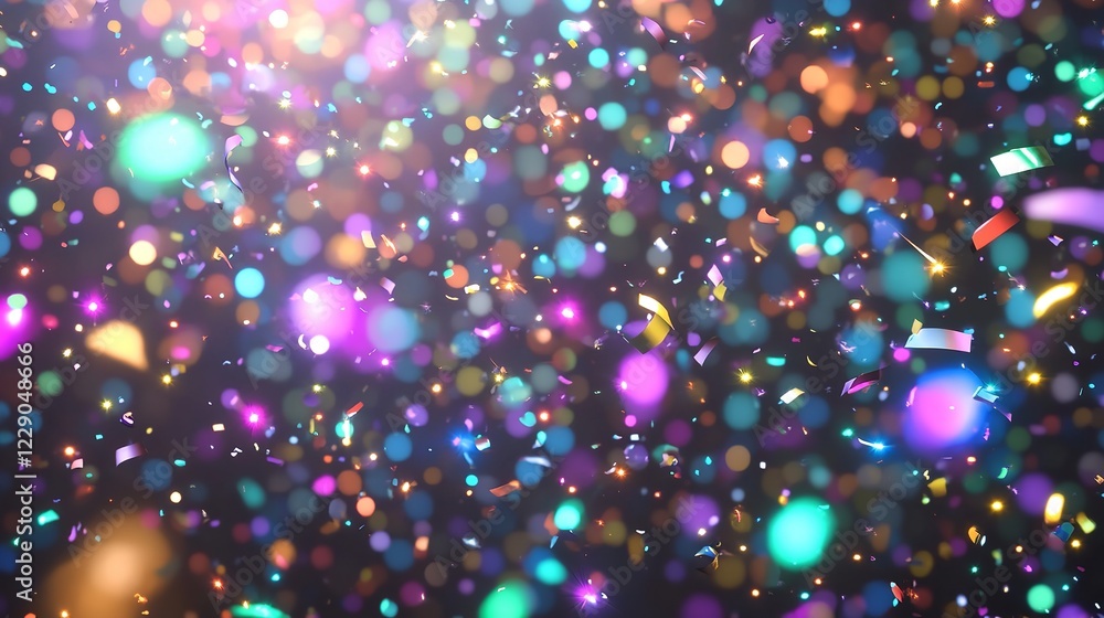 Naklejka premium Lots of colorful tiny confetti and ribbon on transparent background