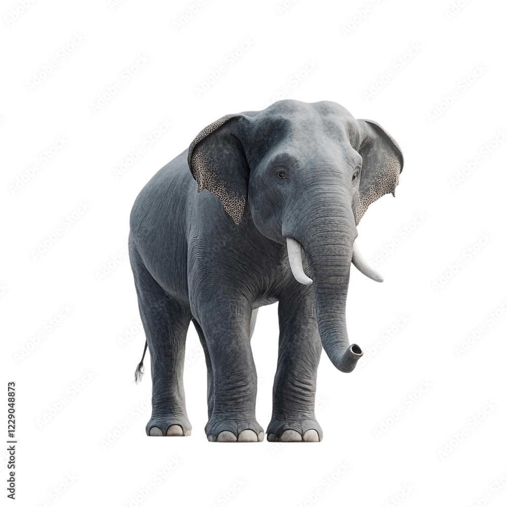 Fototapeta premium Large gray elephant standing on a white background