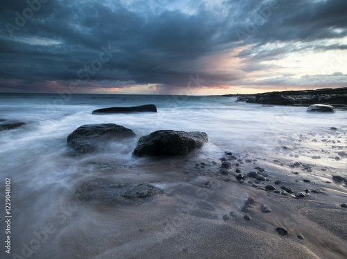 Rain clouds by the coast, Inis Oirr, Aran Islands, Ireland, Europe photo