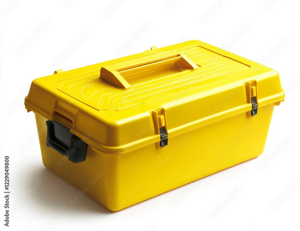 Yellow plastic toolbox isolated on white background. (1) Yellow plastic toolbox isolated on white background. (1)