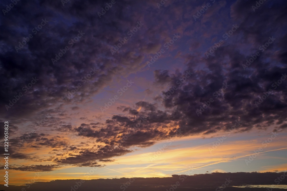 Evening sky with clouds, Altocumulus stratiformis clouds Evening sky with clouds, Altocumulus stratiformis clouds
