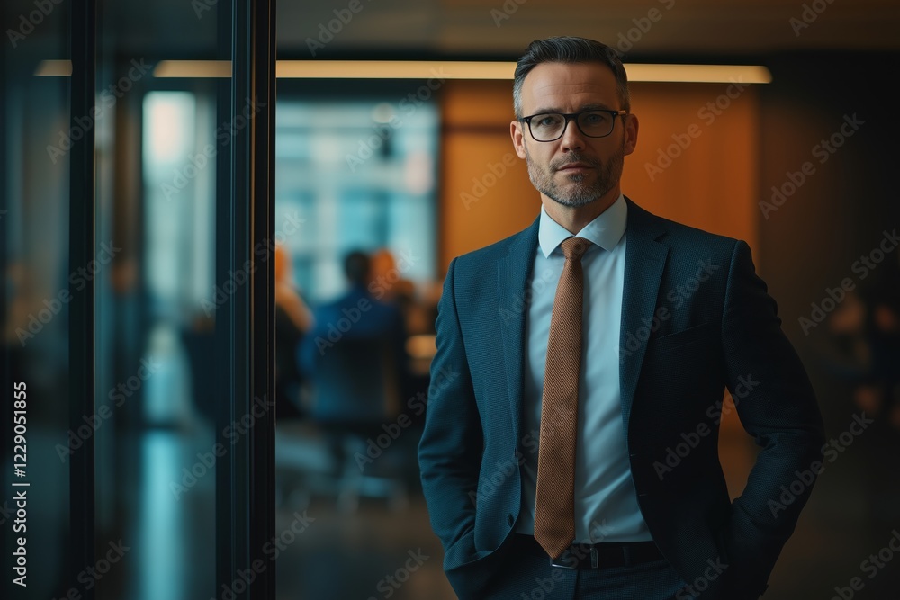 A businessman working in a sleek, modern office clearly represents achievement, ambition, and a sense of professionalism, truly embodying the essence of business as well as a prosperous career path A businessman working in a sleek, modern office clearly represents achievement, ambition, and a sense of professionalism, truly embodying the essence of business as well as a prosperous career path