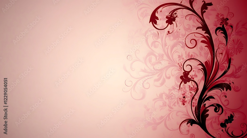 Elegant Red Floral Design on Pink Background Elegant Red Floral Design on Pink Background