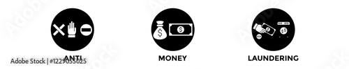 AML web banner concept with group of icons for business and media