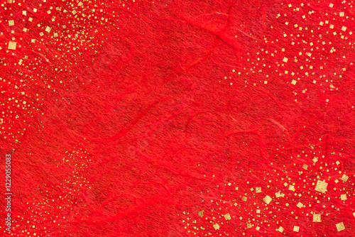 赤い和紙と金箔