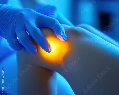 Advanced Laser Knee Therapy Patient Receiving Innovative Treatment in a Modern High-Tech Clinic Experience Cutting-Edge Pain Relief Solutions for Knee Arthritis, Injuries, and Inflammation Our Expert photo