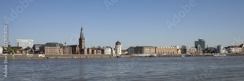 Rhine promenade, Lambertus Basilica, Maritime Museum, Castle Tower, Düsseldorf, North Rhine-Westphalia, Germany, Europe photo