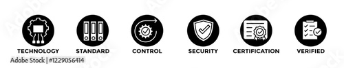 iso27001 web banner concept with group of icons for business and media
