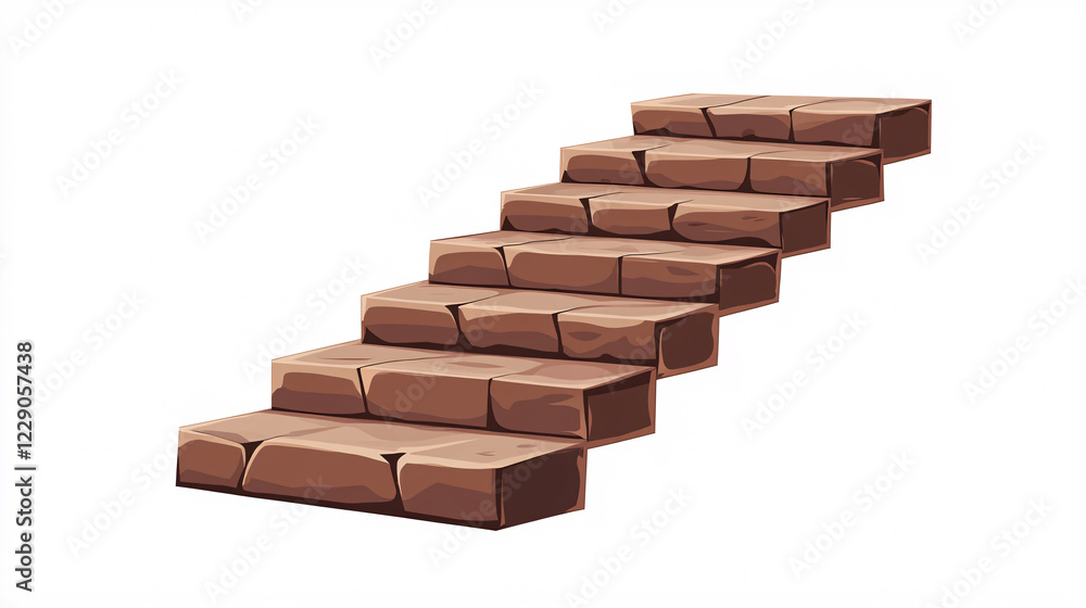 A set of floating brown brick stairs isolated on a white background creating a surreal and architectural minimalist design concept
A set of floating brown brick stairs isolated on a white background creating a surreal and architectural minimalist design concept