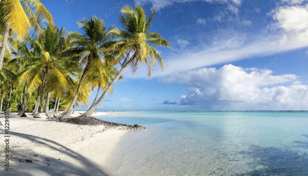 KI generated, Cook Islands, island, atoll, lagoon, Aitutaki, Fiji, beach, palm trees, palm beach, blue sky, nobody, deserted, South Pacific, sad, lonely, Pacific Ocean, m, Oceania KI generated, Cook Islands, island, atoll, lagoon, Aitutaki, Fiji, beach, palm trees, palm beach, blue sky, nobody, deserted, South Pacific, sad, lonely, Pacific Ocean, m, Oceania