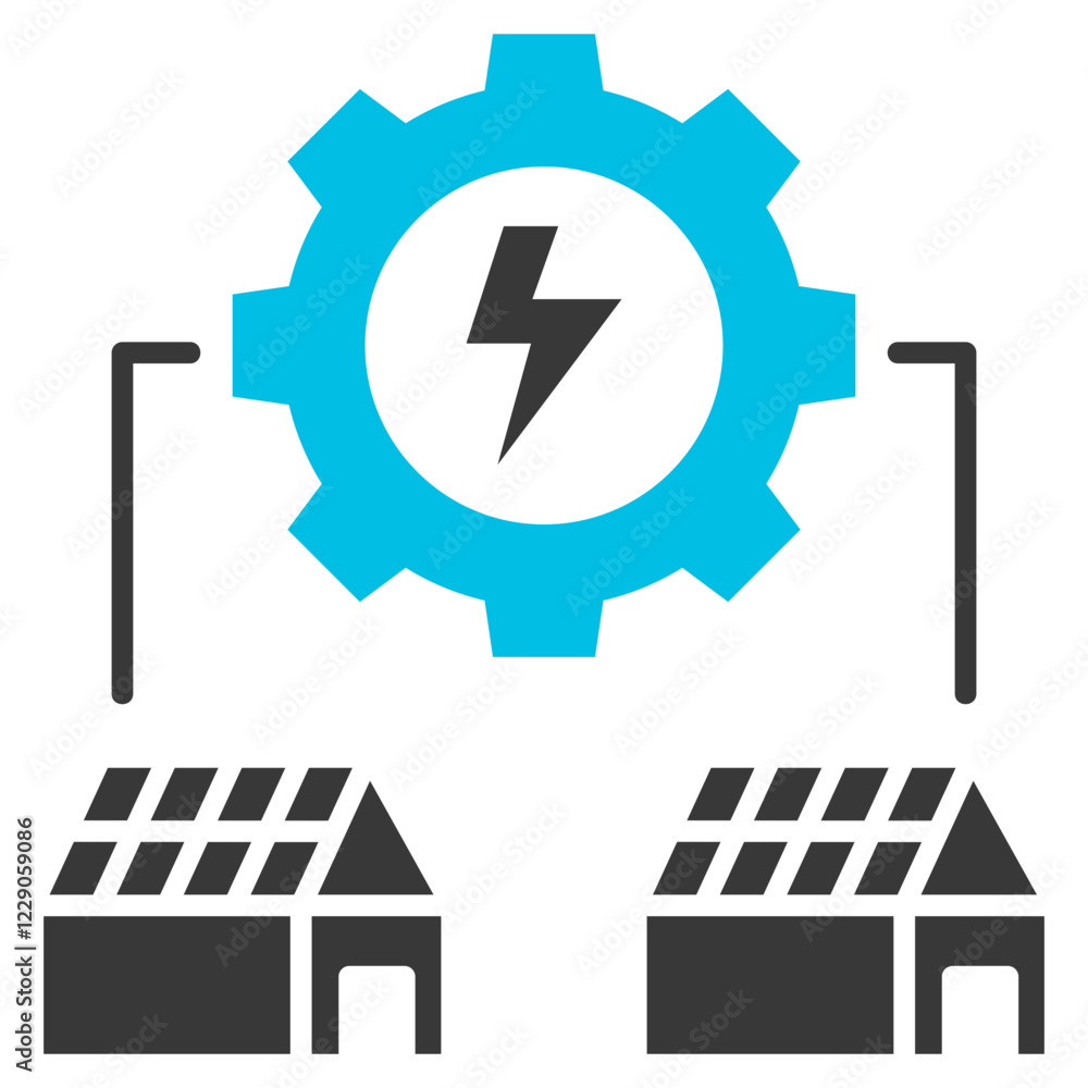Electric Grid Glyph Blue Grey Icon Electric Grid Glyph Blue Grey Icon