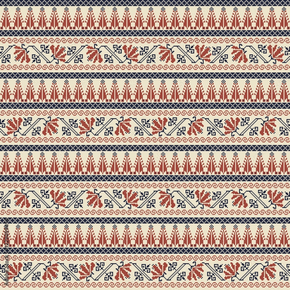 Seamless pattern design with traditional Palestinian embroidery motif Seamless pattern design with traditional Palestinian embroidery motif