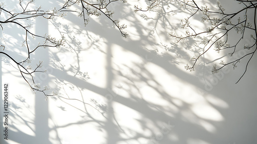 Shadows of branches on a white wall