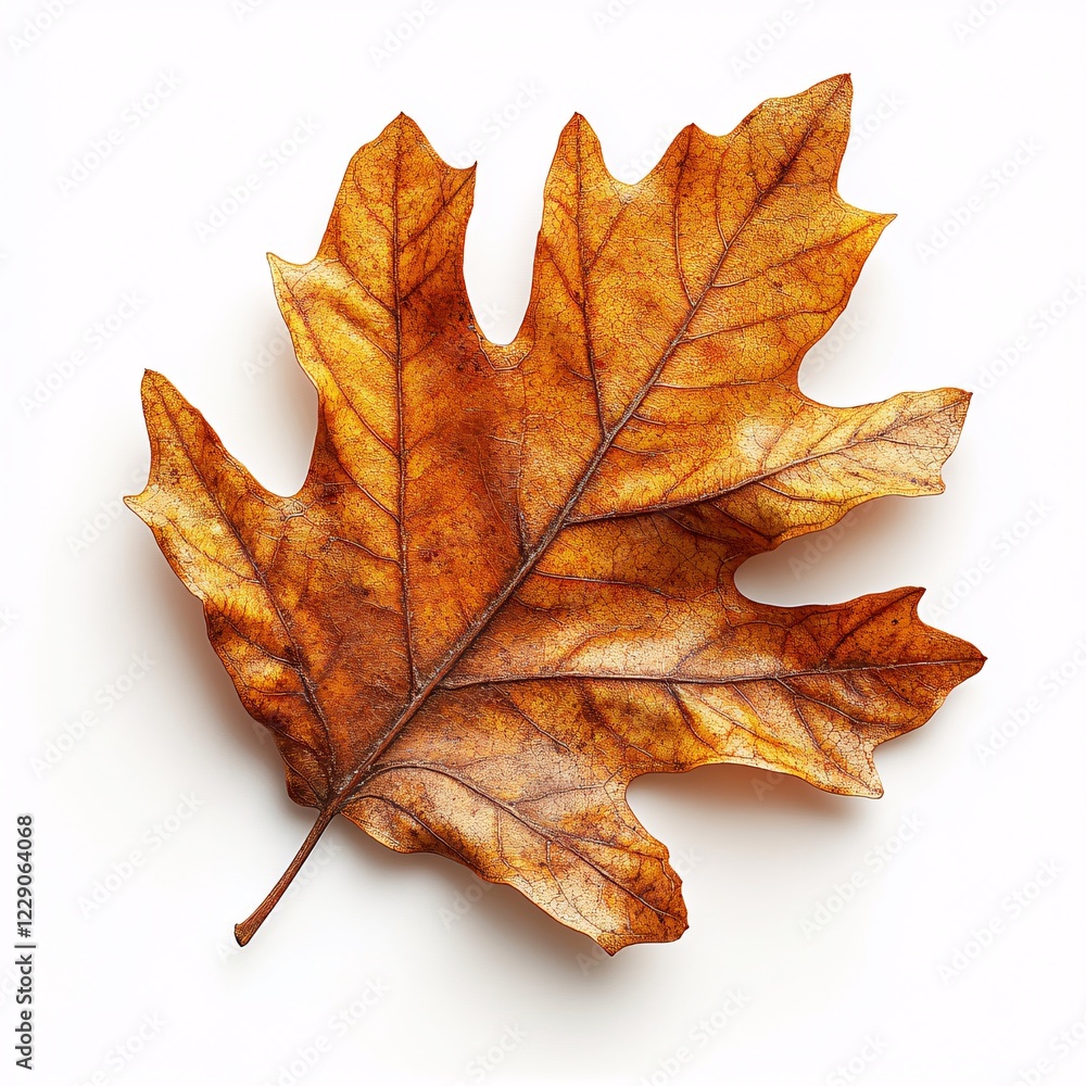 Obraz premium Single Dried Autumn Leaf Isolated On White Background