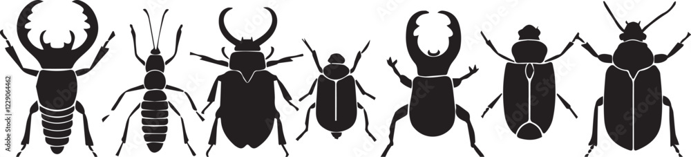 A set of insects silhouettes for flat design. Hand drawn vector illustration A set of insects silhouettes for flat design. Hand drawn vector illustration