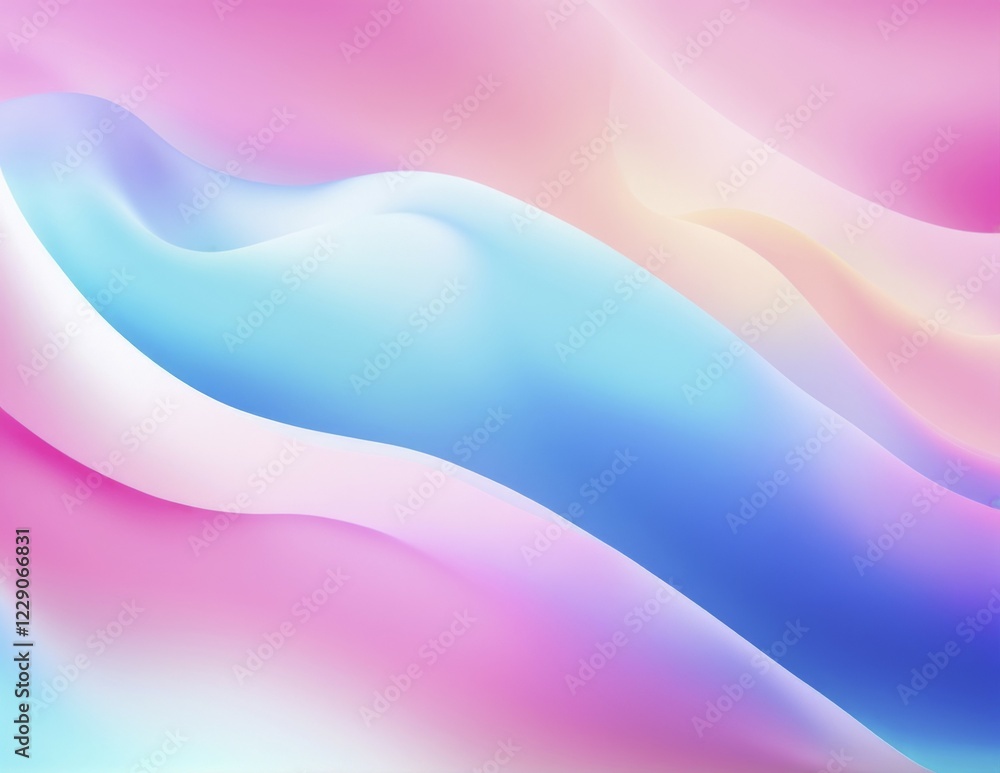 Fototapeta premium Pastel gradient colors with smooth, wavy shapes in blue, pink and purple, AI generated