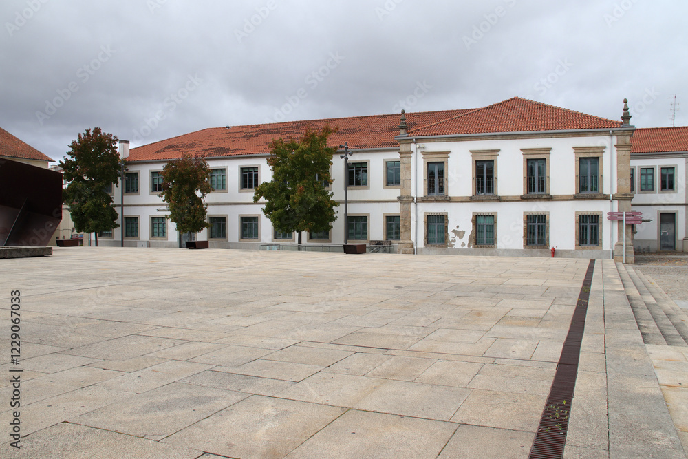 square and old buildings in bragança in portugal square and old buildings in bragança in portugal
