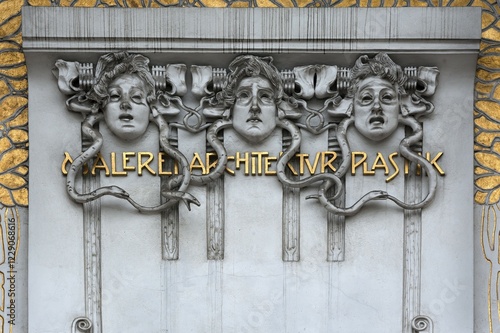 Bild auf Leinwand Detail, entrance portal, Vienna Secession exhibition house, Vienna Art Nouveau 1