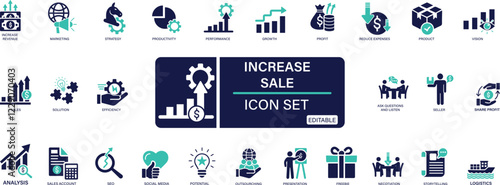 Increase sale icon profits. Growth profit, profit, strategy, sales, marketing, vision, seo You can easily change the color.