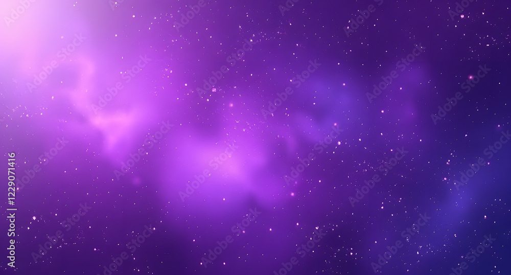 Obraz premium Space purple galaxy abstract background. Gradient fade. Starry texture. Rough cosmic dust. Glossy shimmer. Blurred depth. Ethereal light. Metallic nebula effect.