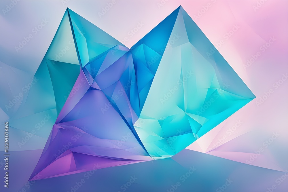 Translucent vibrant colored geometric shapes create depth with sharp angles and smooth transitions Translucent vibrant colored geometric shapes create depth with sharp angles and smooth transitions