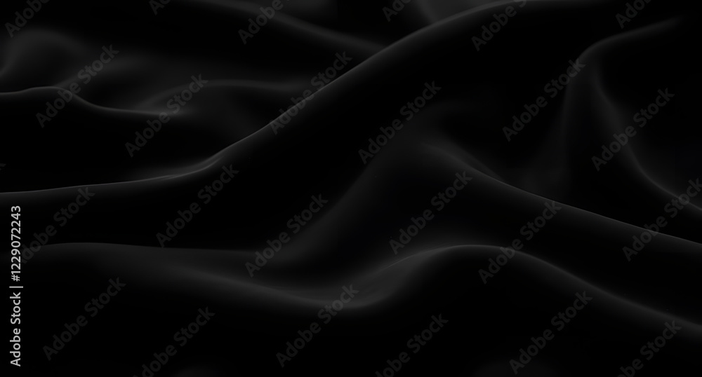Fototapeta premium Monochrome soft velvet texture – Black fabric folds, smooth shading, subtle gradients