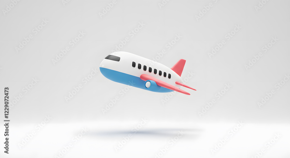 Obraz premium Cute Cartoon Airplane 3d Render for Travel Design