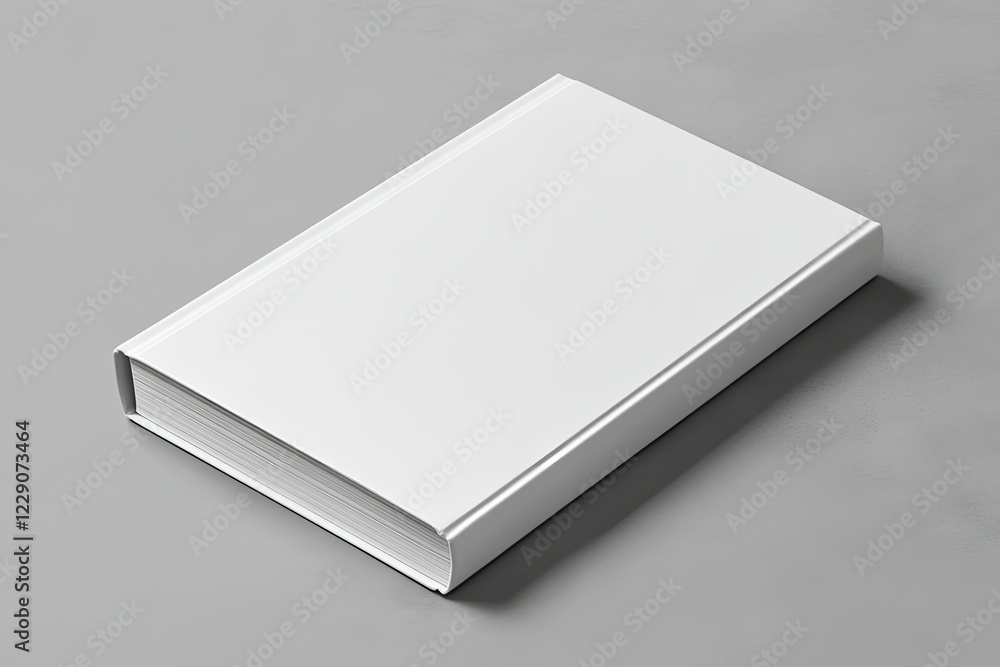 High Detail Picture of a White Book with a White Cover is Laying on a Gray Background High Detail Picture of a White Book with a White Cover is Laying on a Gray Background