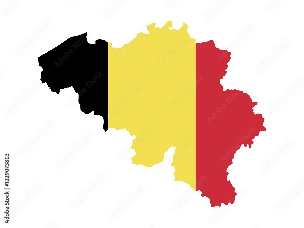 Obraz premium Flag in form form of the geographical country, Belgium, Western Europe, Europe