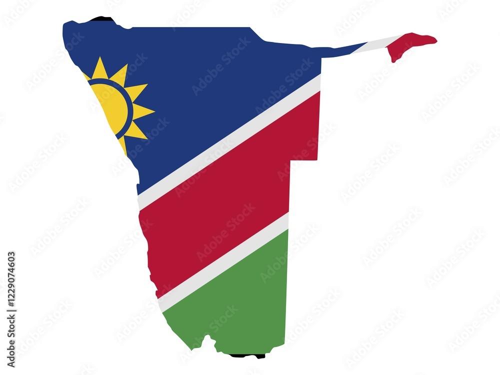 Flag in form form of the geographical country, Namibia, Africa Flag in form form of the geographical country, Namibia, Africa