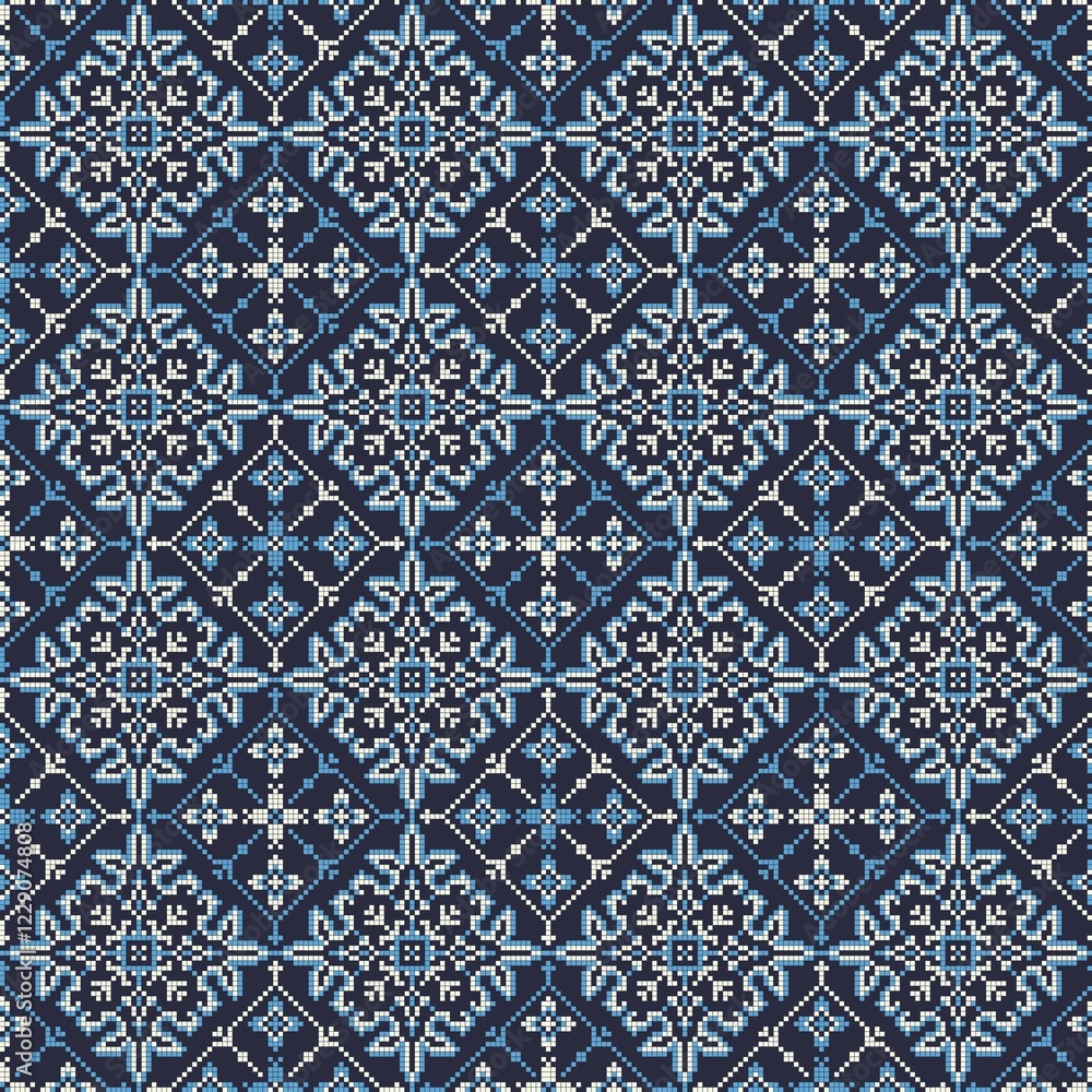 Decorative repeating pattern inspired by traditional Russian embroidery Decorative repeating pattern inspired by traditional Russian embroidery