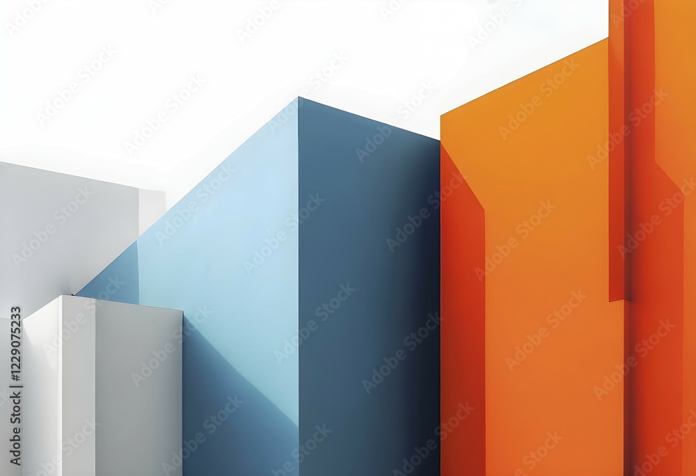 Minimalist architectural render composition of modern buildings in simple and clean geometric forms and vibrant colors, AI generated Minimalist architectural render composition of modern buildings in simple and clean geometric forms and vibrant colors, AI generated