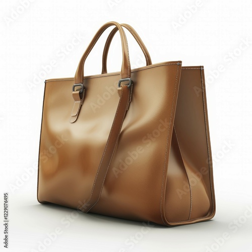 Elegant brown leather tote bag with a double handle and a slick, professional look, ai generated, AI generated photo