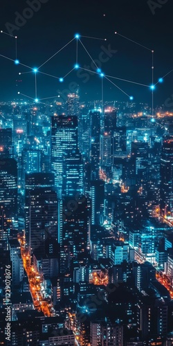 Wallpaper Mural A cityscape with many lights and a lot of lines. The city is lit up and the lights are shining brightly Torontodigital.ca