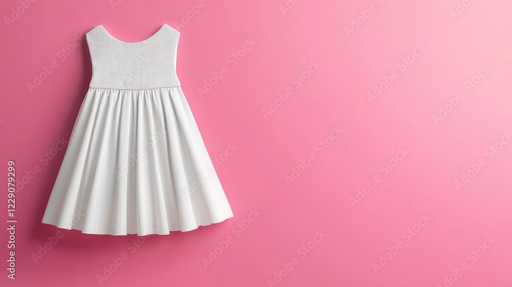 A well-designed white skirt resting on a smooth pink background, ideal for fashion product photos. A well-designed white skirt resting on a smooth pink background, ideal for fashion product photos.