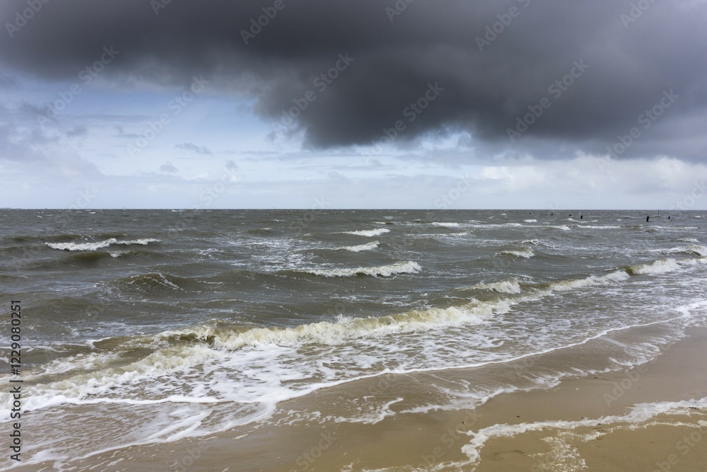 Dark clouds over the North Sea, Lower Saxon Wadden Sea National Park, Cuxhaven, Lower Saxony, Germany, Europe Dark clouds over the North Sea, Lower Saxon Wadden Sea National Park, Cuxhaven, Lower Saxony, Germany, Europe
