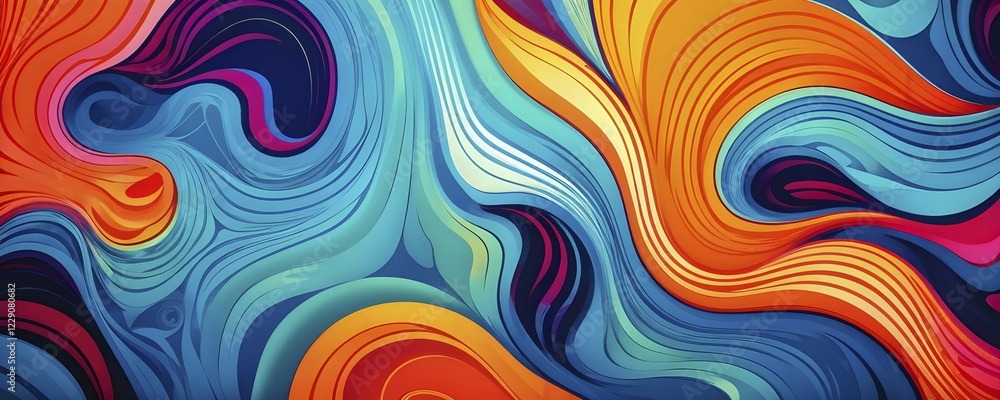 Abstract organic shapes converge in a kaleidoscope of vibrant colors in a minimalist design, AI generated Abstract organic shapes converge in a kaleidoscope of vibrant colors in a minimalist design, AI generated