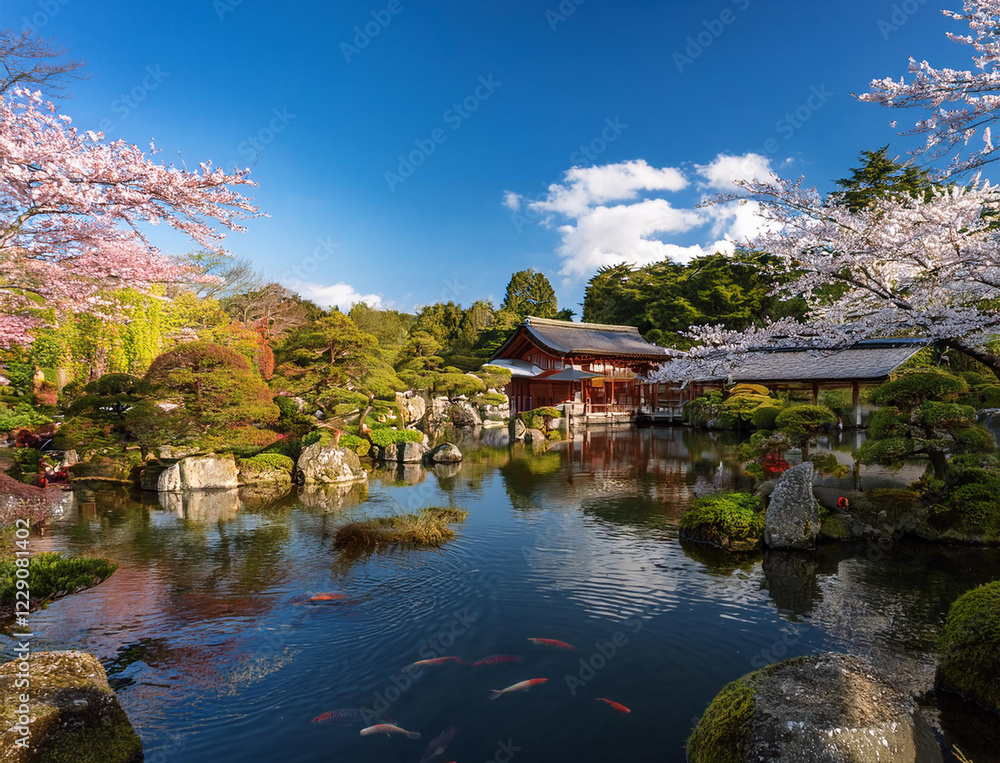 Obraz premium Generated image 春の日本庭園