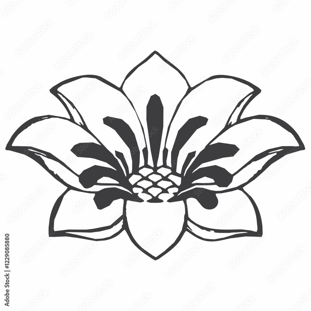 Fototapeta premium white lily flower, black silhouette logo