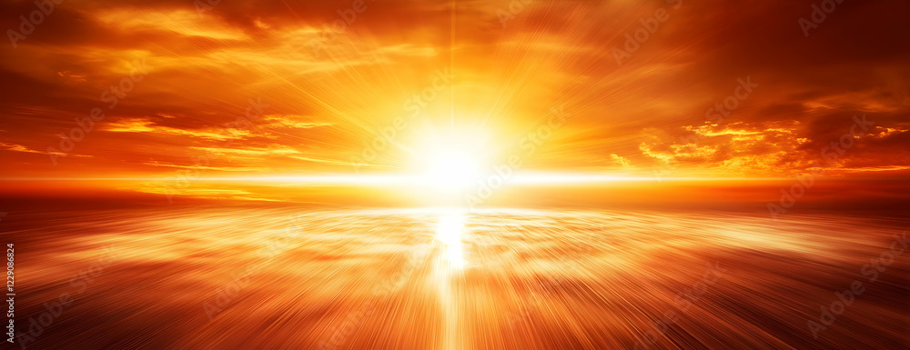 Fototapeta premium Fiery sunset ocean horizon hope