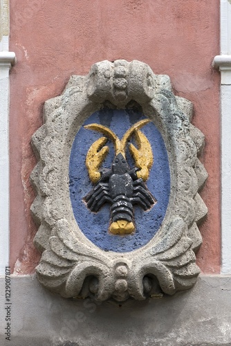 Relief crab figure at the Haus zum Krebs, 16th century, Bamberg, Upper Franconia, Bavaria, Germany, Europe photo