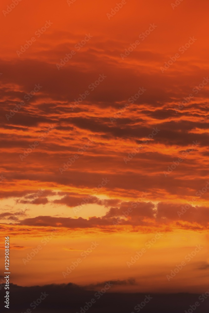 Red coloured clouds in the evening sky, Bavaria, Germany, Europe Red coloured clouds in the evening sky, Bavaria, Germany, Europe
